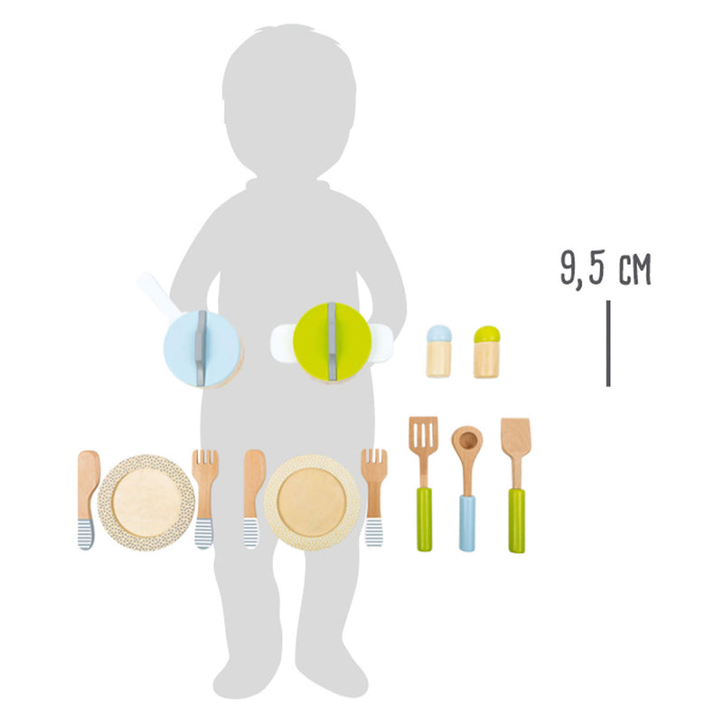 Load image into Gallery viewer, Small foot - houten kookgerij en servies set, 15dlg.