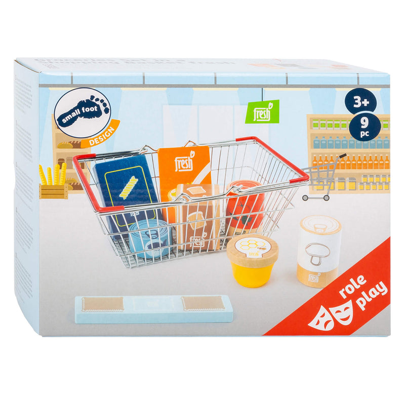 Afbeelding laden in galerijviewer, Small foot - houten speeleten in winkelmandje, 9dlg.