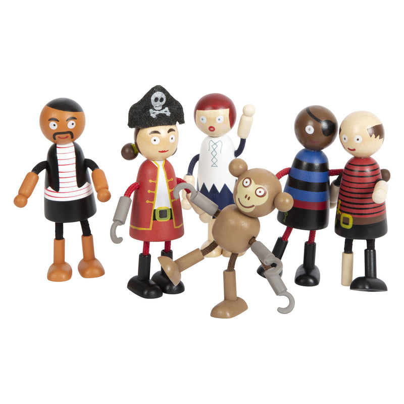 ギャラリービューアに画像をロードする, Small foot - houten poppetjes piraat buigbaar, 6st.