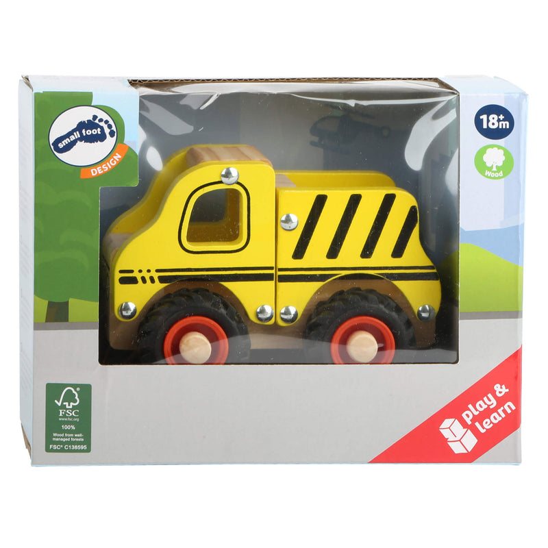 Afbeelding laden in galerijviewer, Small foot - houten werkvoertuig bouwplaats geel