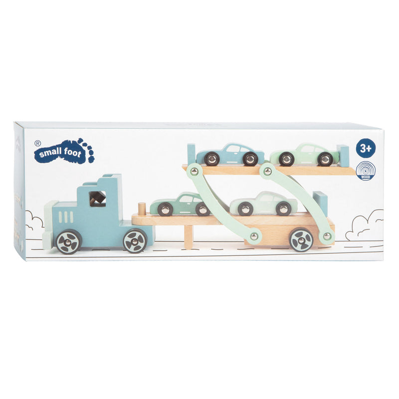 Chargez l'image dans la visionneuse de la galerie, Small foot - houten vrachtwagen transporter chicago met auto's, 9dlg.