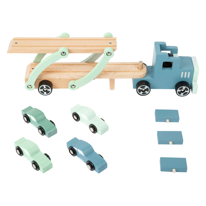 Chargez l'image dans la visionneuse de la galerie, Small foot - houten vrachtwagen transporter chicago met auto's, 9dlg.
