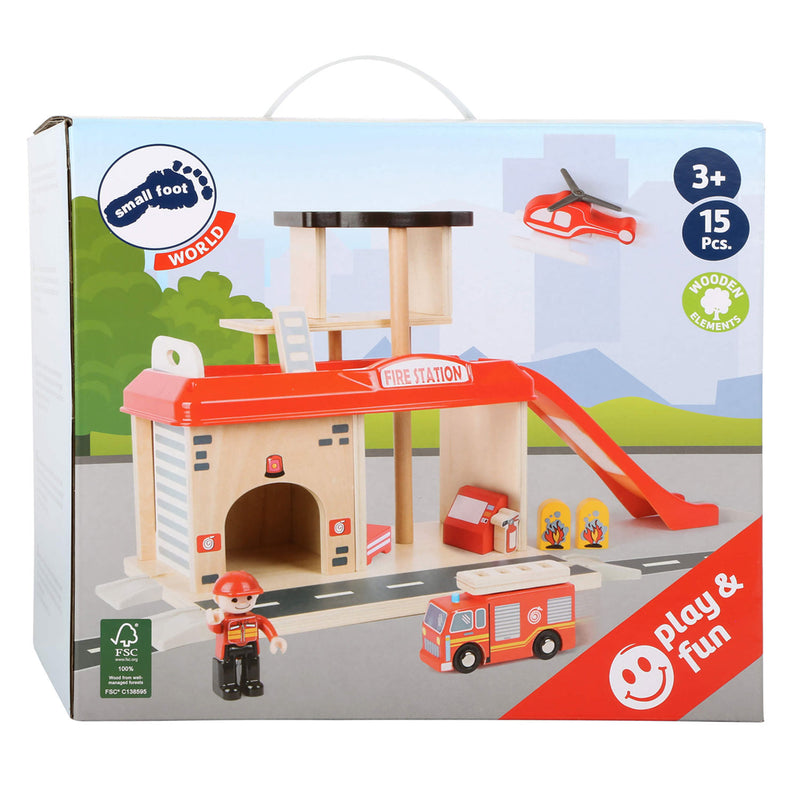 Load image into Gallery viewer, Small foot - houten brandweerkazerne met accessoires, 15dlg.