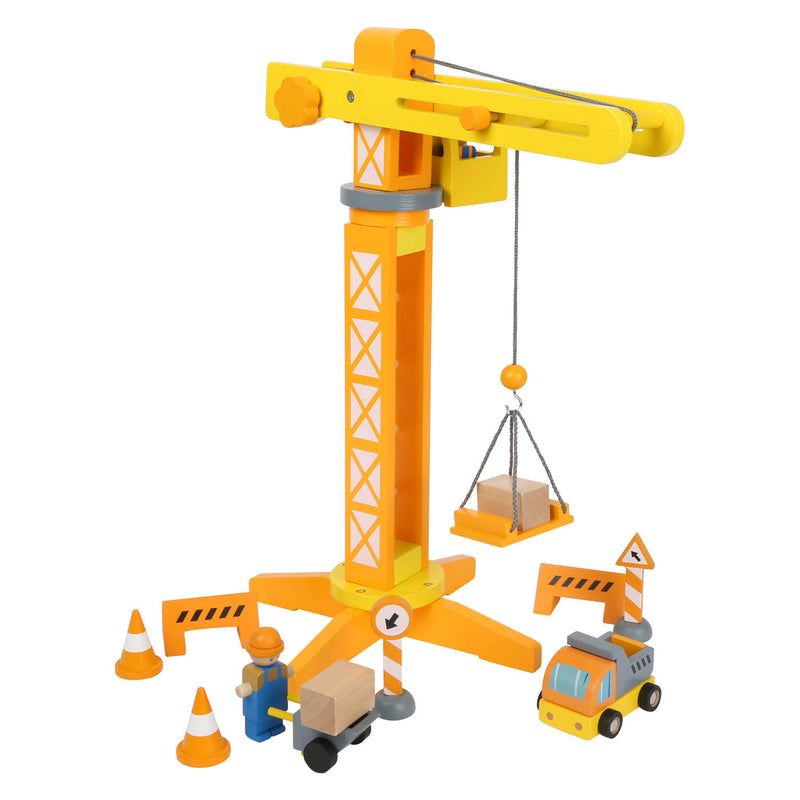 Afbeelding laden in galerijviewer, Small foot - houten kraan bouwplaats met accessoires, 14dlg.