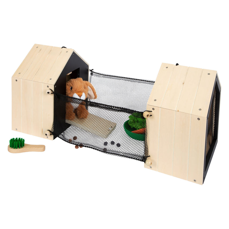 Afbeelding laden in galerijviewer, Small foot - houten konijnenhok met konijn pluche, 15dlg.