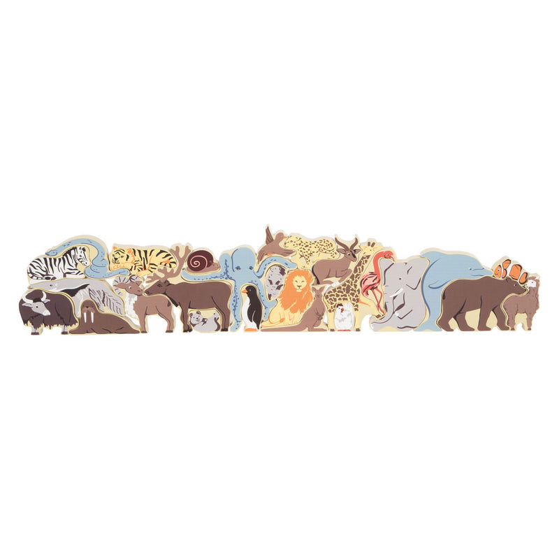 Load image into Gallery viewer, Small foot - houten letter en vormenpuzzel dieren, 26st.