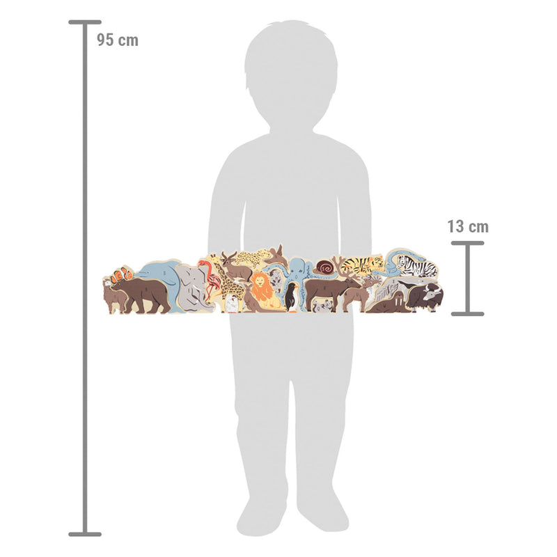Load image into Gallery viewer, Small foot - houten letter en vormenpuzzel dieren, 26st.