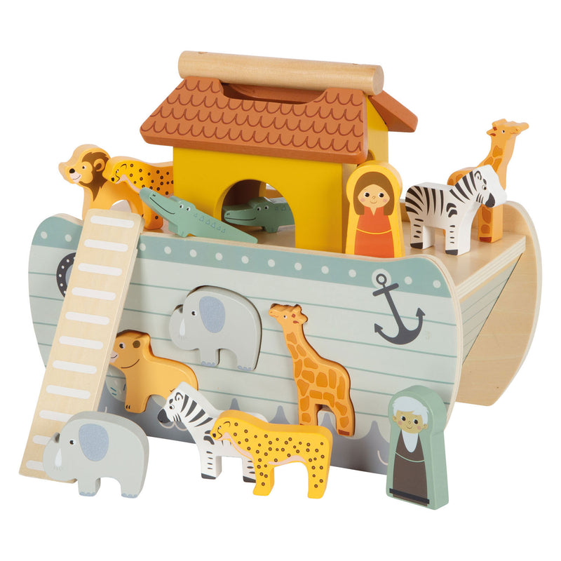 Afbeelding laden in galerijviewer, Small foot - houten vormenstoof ark van noach safari, 15dlg.