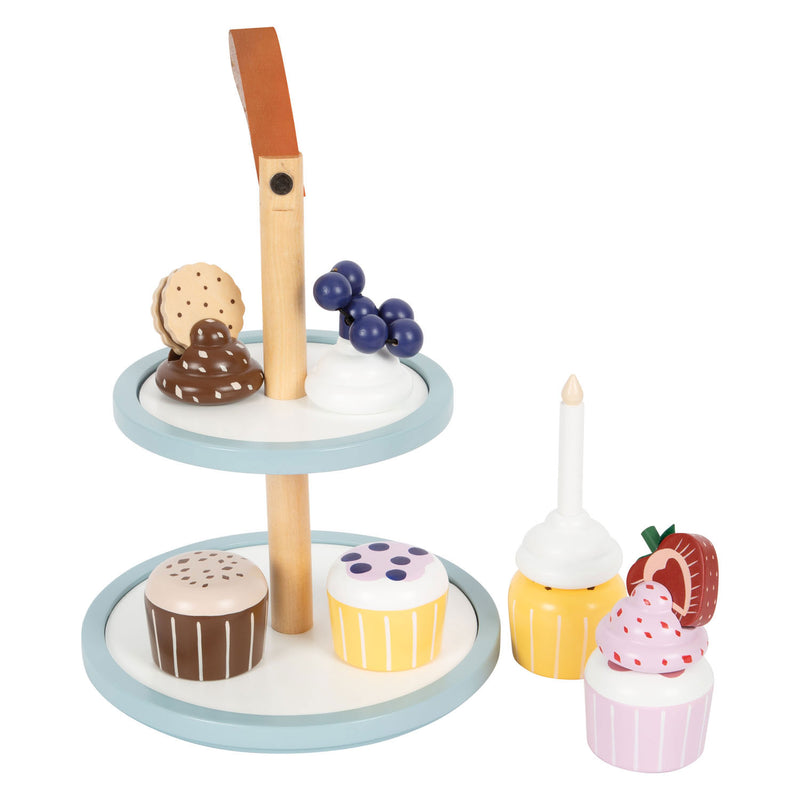 Afbeelding laden in galerijviewer, Small foot - houten speeleten etagere met cupcakes, 13dlg.
