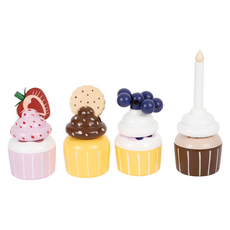 Afbeelding laden in galerijviewer, Small foot - houten speeleten etagere met cupcakes, 13dlg.