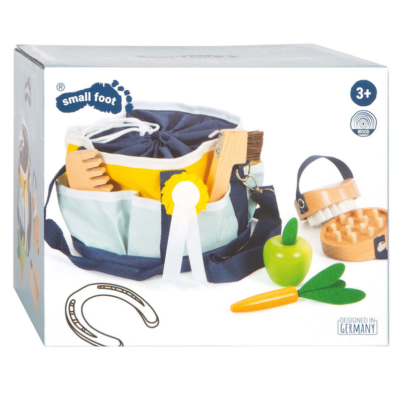 Afbeelding laden in galerijviewer, Small foot - houten paardenverzorgingsset met tas, 8dlg.