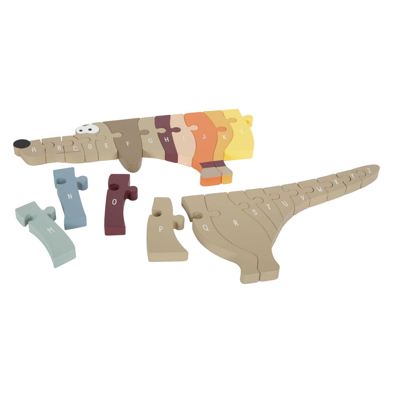 Afbeelding laden in galerijviewer, Small foot - houten letter- en vormenpuzzel hond, 26st.