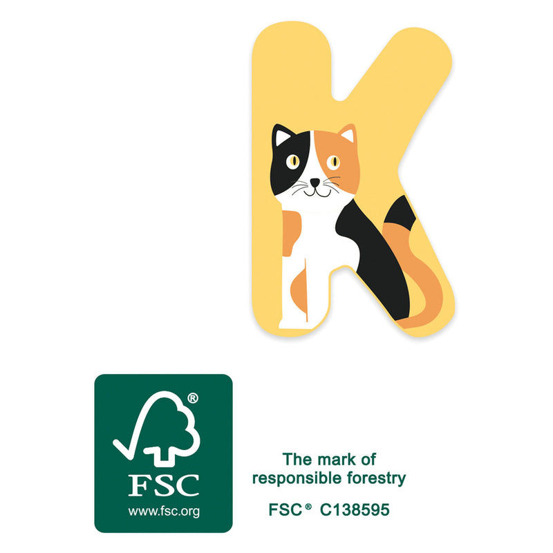 Load image into Gallery viewer, Small foot - houten dieren kinderletter - k