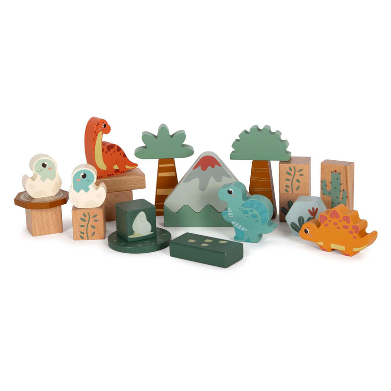 Afbeelding laden in galerijviewer, Small foot - houten bouwblokken dino, 50dlg.