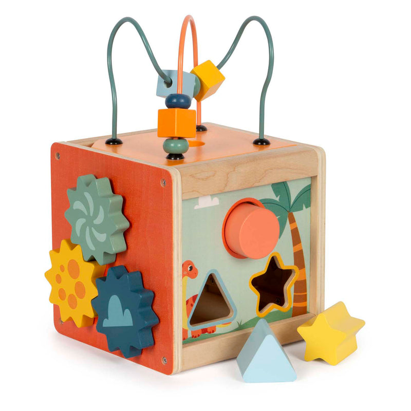 ギャラリービューアに画像をロードする, Small foot - houten activiteitenkubus motoriekspiraal dino
