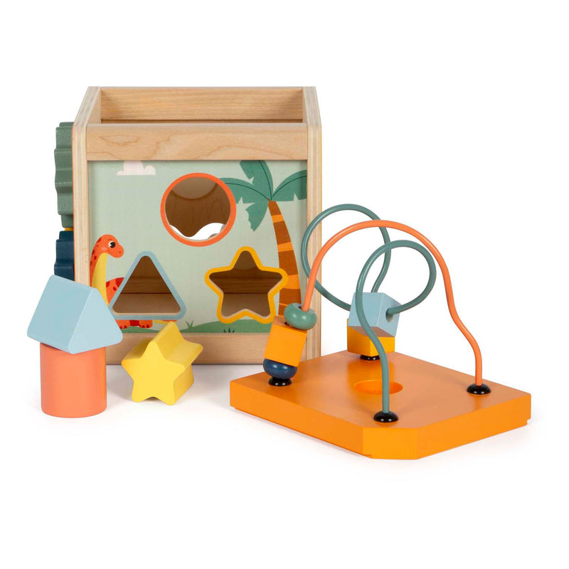 ギャラリービューアに画像をロードする, Small foot - houten activiteitenkubus motoriekspiraal dino