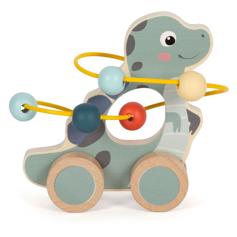 Afbeelding laden in galerijviewer, Small foot - houten duwfiguur motoriekspiraal dino