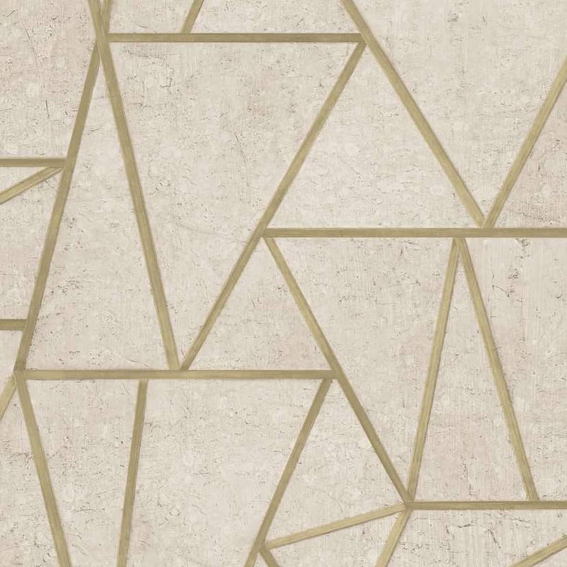 Load image into Gallery viewer, DUTCH WALLCOVERINGS DUTCH WALLCOVERINGS Behang driehoeken beige en goud