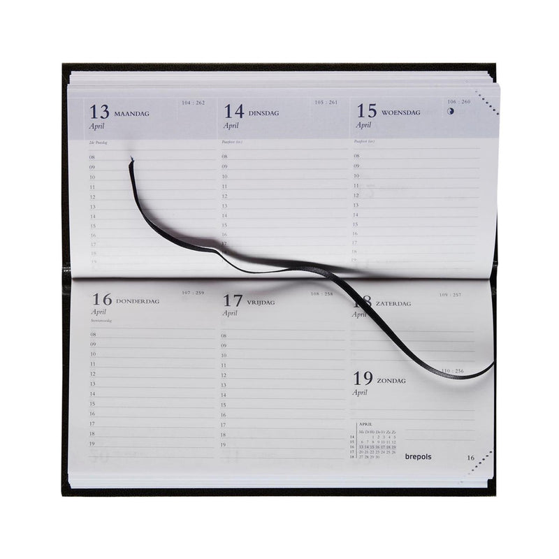 Load image into Gallery viewer, Zakagenda breprint brepols 16,6x8,1cm zwart 7d 2p liggend nl