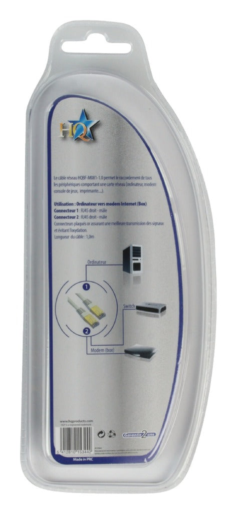Load image into Gallery viewer, Hq bf-m081-1.0 cat5e utp netwerkkabel rj45 (8 8) male - rj45 (8 8) male 1.00 m grijs