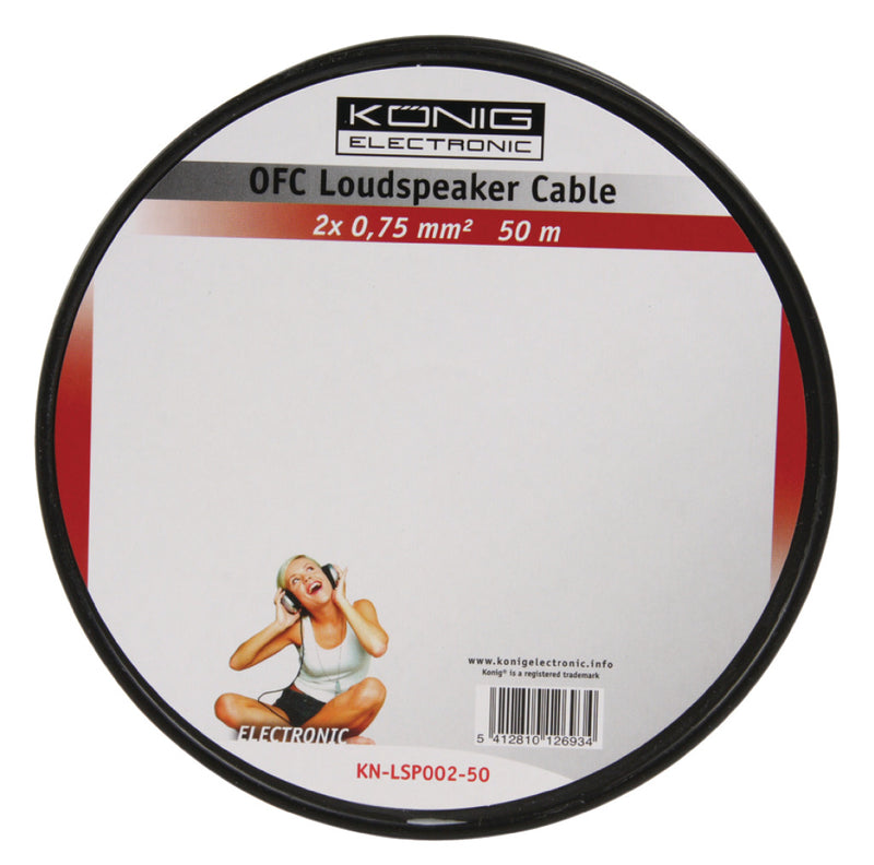Cargue la imagen en el visor de la galería, K ouml;nig König KN-LSP02R-50 Luidsprekerkabel Op Rol 2x 0.75 Mm² 50.0 M Transparant