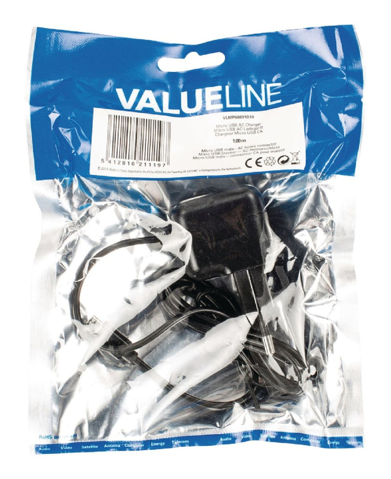 Load image into Gallery viewer, Valueline vlmp60891b10 lader 2.1 a micro-usb zwart