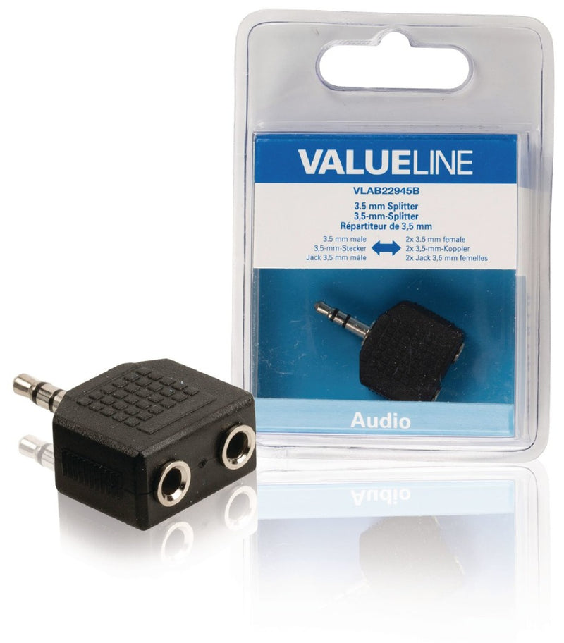 Load image into Gallery viewer, Valueline vlab22945b audio-splitter 3,5 mm male - 2x female zwart