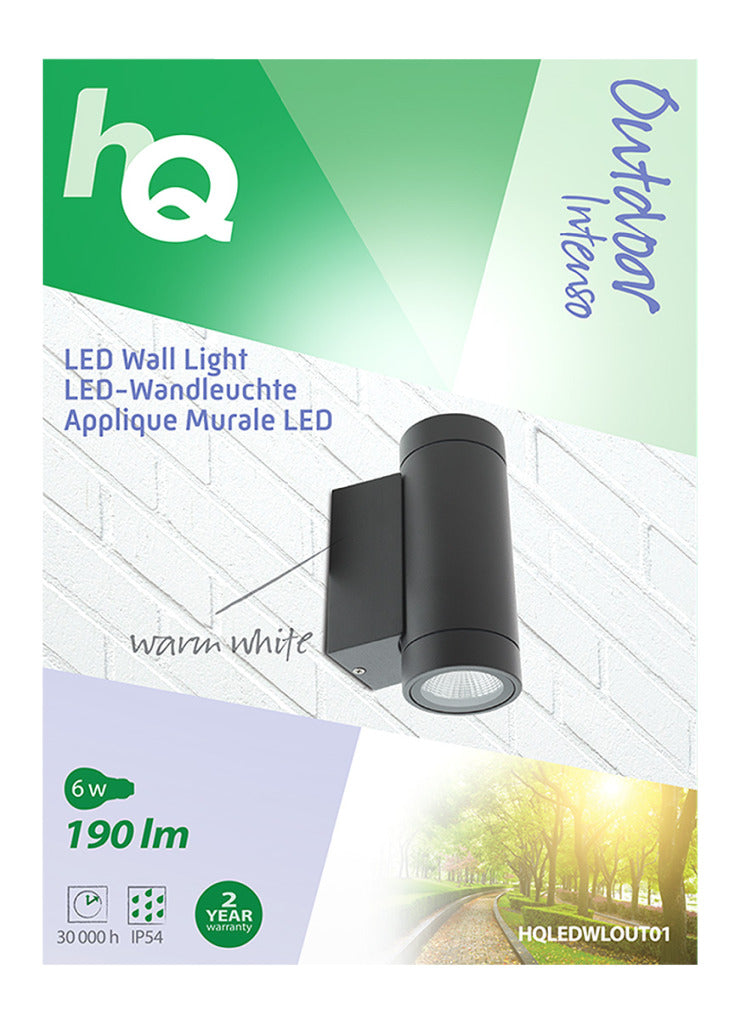Load image into Gallery viewer, Hq ledwlout01 led wandlamp voor buiten 6 w 190 lm zwart