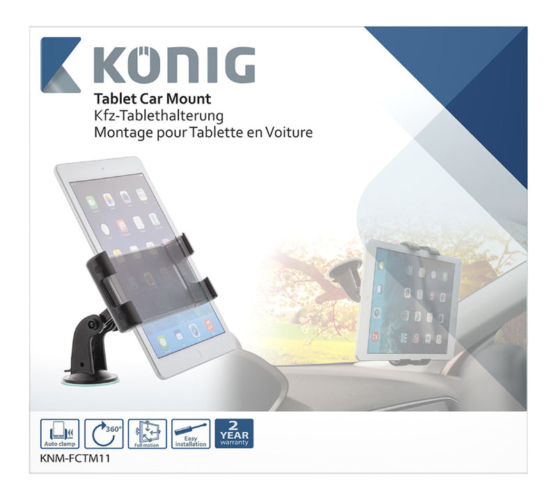 Cargue la imagen en el visor de la galería, K ouml;nig knm-fctm11 tablet autohouder 360 deg; draai- en kantelbaar 0.7 kg