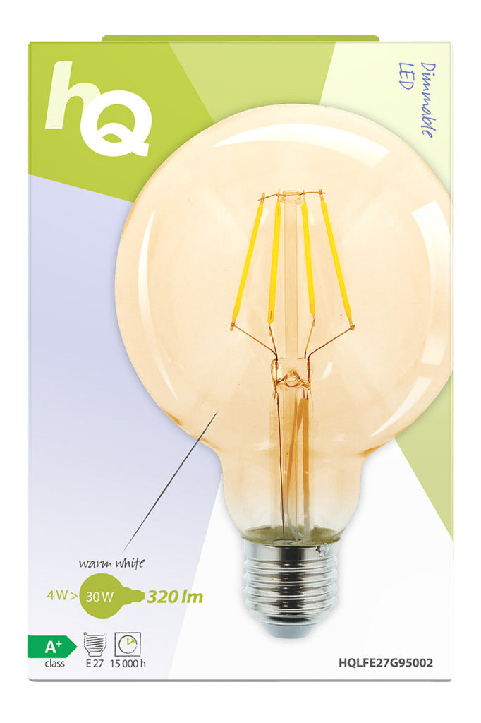 Laden Sie das Bild in Galerie -Viewer, HQ HQ HQLFE27G95002 Led Retro Filament Lamp E27 Dimbaar G95 4 W 320 Lm 2500 K