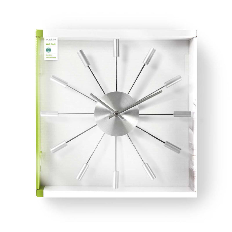 Cargue la imagen en el visor de la galería, Nedis CLWA004MT34 Ronde Wandklok Diameter 34 Cm Zilver