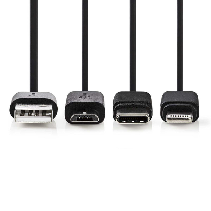 Load image into Gallery viewer, Nedis ccgp60620bk10 3-in-1 sync and charge-kabel usb-a male - micro b male type-c male apple lightning 8-pins male 1,0 m zwart