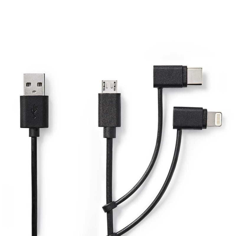 Load image into Gallery viewer, Nedis ccgp60620bk10 3-in-1 sync and charge-kabel usb-a male - micro b male type-c male apple lightning 8-pins male 1,0 m zwart