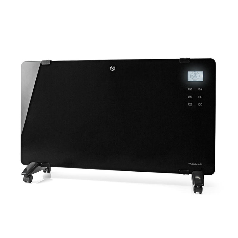 Load image into Gallery viewer, Nedis htpl20fbk glazen paneel convectorkachel thermostaat lcd-scherm 2 warmtestanden staand wandmontage 2000 w zwart