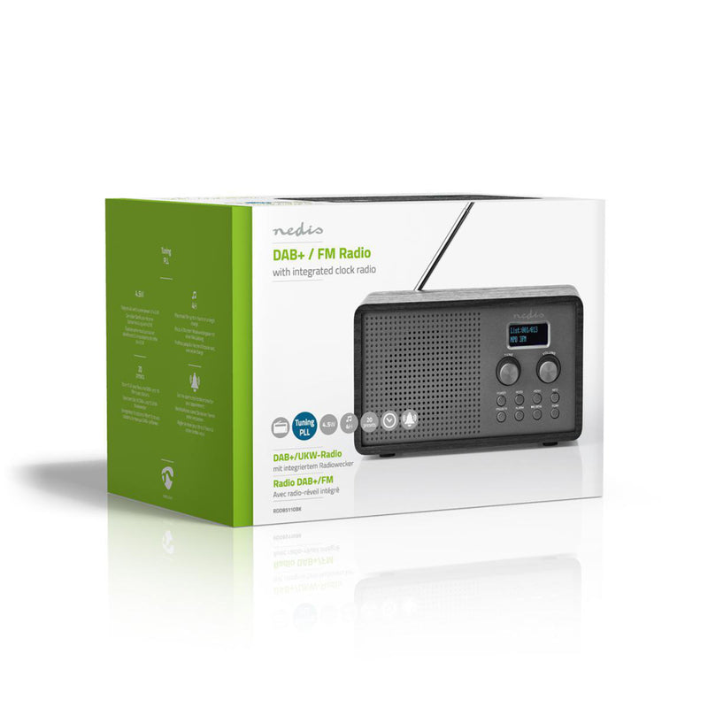 Load image into Gallery viewer, Nedis rddb5110bk dab+ radio 4,5 w fm klok wekkerfunctie zwart