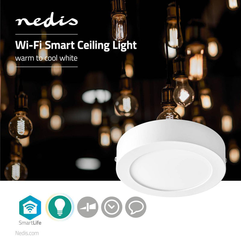 Load image into Gallery viewer, Nedis WIFILAW10WT Wi-fi Plafondlamp Rond Diameter 17 Cm Warm Tot Koel Wit 800 Lm 12 W Slank Design Aluminium
