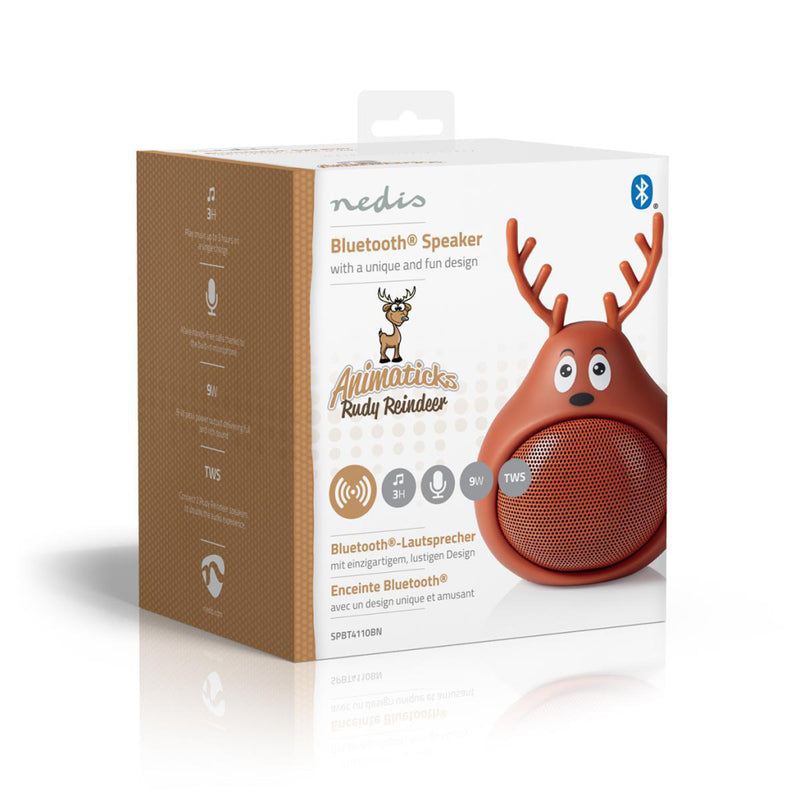 Load image into Gallery viewer, Nedis spbt4110bn animaticks bluetooth speaker 3 uur speeltijd handsfree bellen rudy reindeer