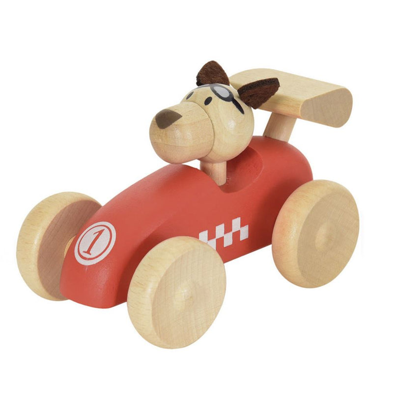 Cargue la imagen en el visor de la galería, Egmont houten raceauto met hond. 12x7x7