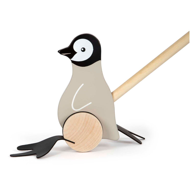 Afbeelding laden in galerijviewer, Small foot - houten duwfiguur penguin