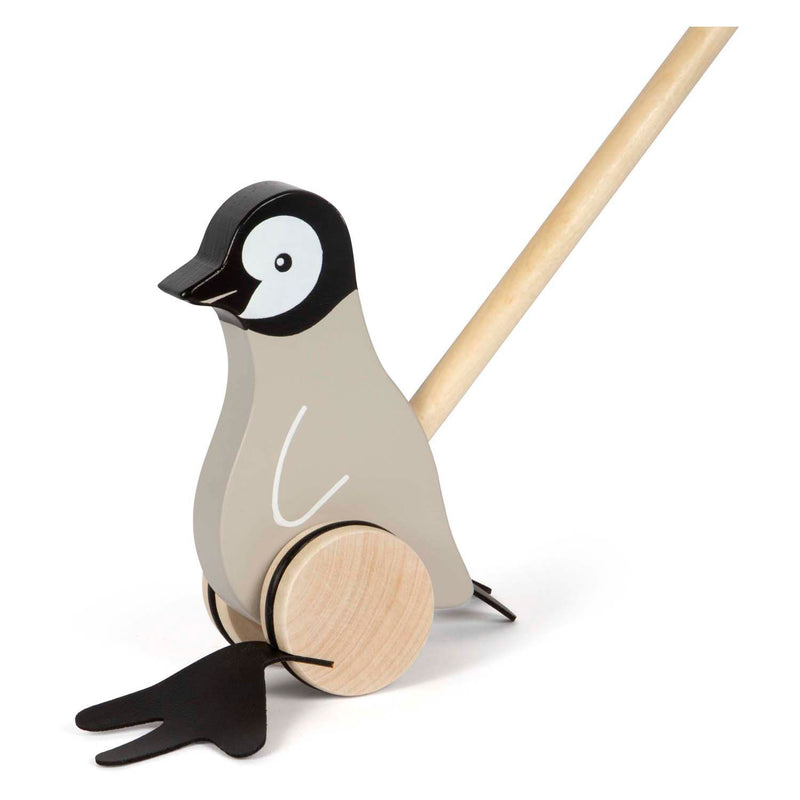 Afbeelding laden in galerijviewer, Small foot - houten duwfiguur penguin