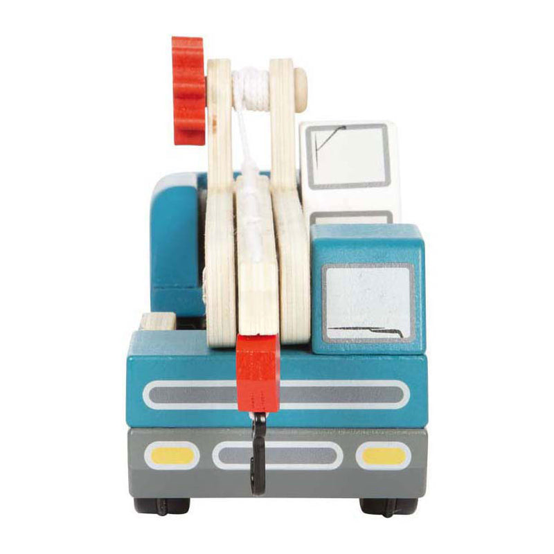 Afbeelding laden in galerijviewer, Small foot - houten kraanwagen blauw met pallet