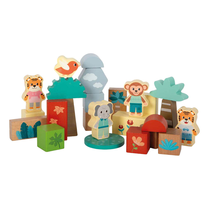 Load image into Gallery viewer, Small foot - houten bouwblokken jungle friends fsc - 50dlg.