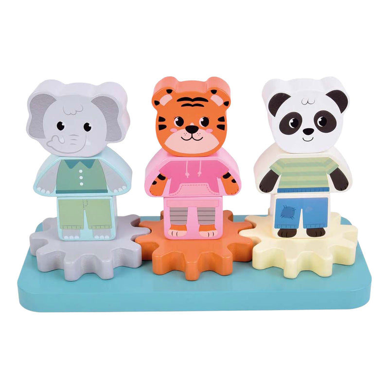 Load image into Gallery viewer, Small foot - houten stapelspel met tandwielen jungle friends fsc