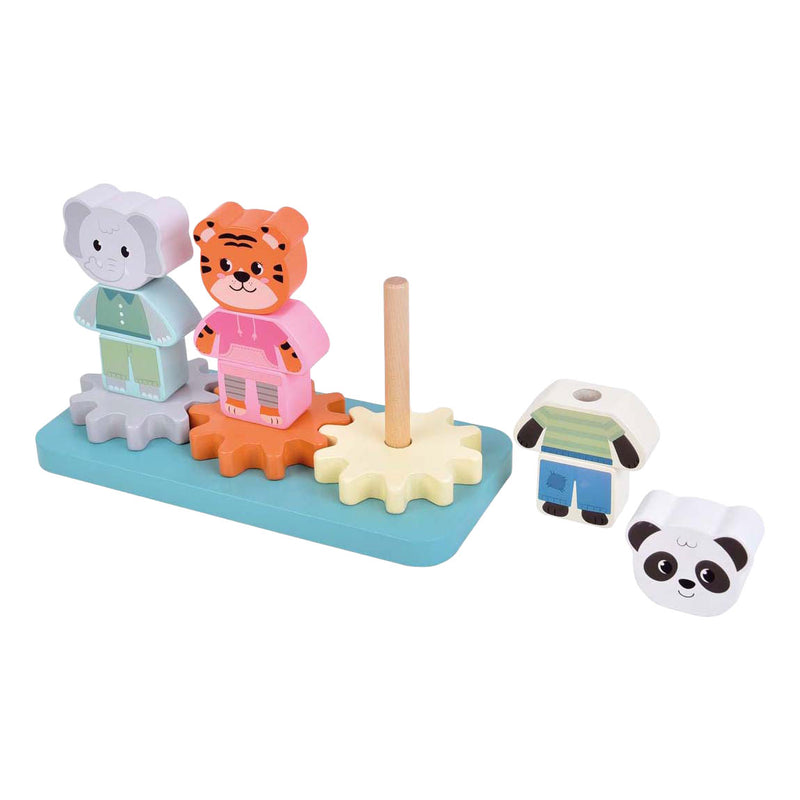 Afbeelding laden in galerijviewer, Small foot - houten stapelspel met tandwielen jungle friends fsc