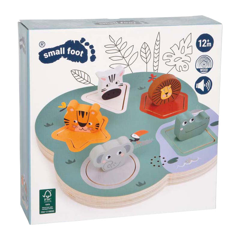 Afbeelding laden in galerijviewer, Small foot - houten 3d dierengeluiden puzzel safari