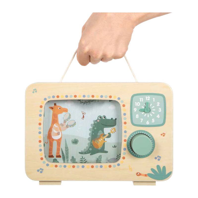 Load image into Gallery viewer, Small foot - houten televisie muziekdoos safari fsc