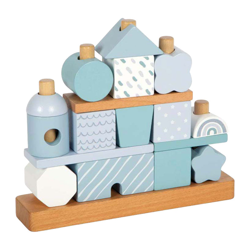 Load image into Gallery viewer, Small foot - houten stapelhuis blauw - 18dlg.