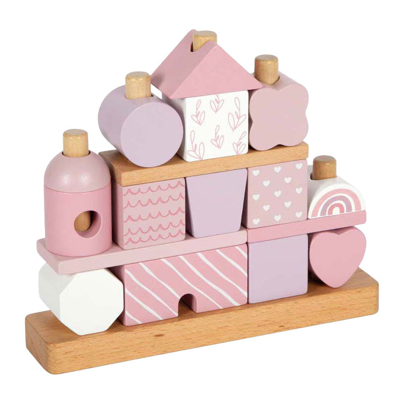 Load image into Gallery viewer, Small foot - houten stapelhuis roze - 18dlg.