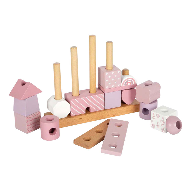 Chargez l'image dans la visionneuse de la galerie, Small foot - houten stapelhuis roze - 18dlg.