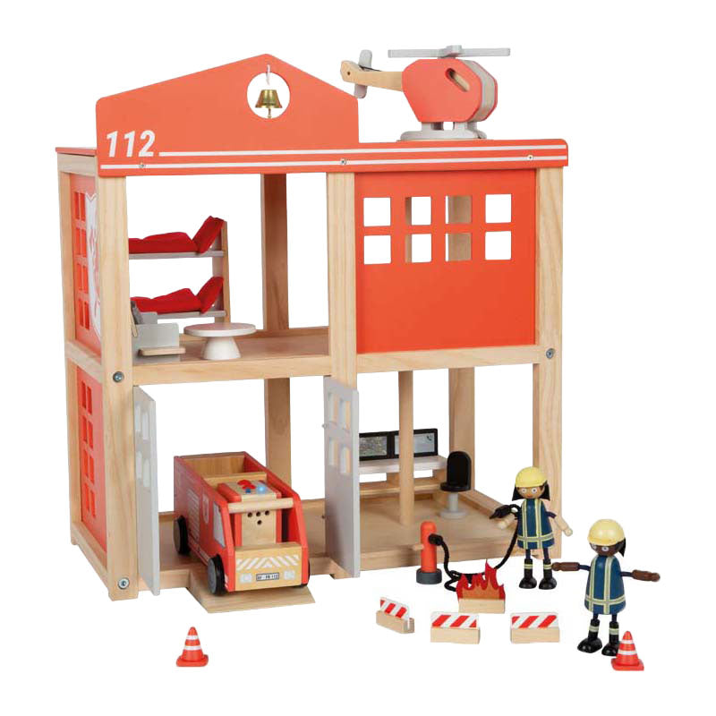 Load image into Gallery viewer, Small foot - houten grote brandweerkazerne met accessoires